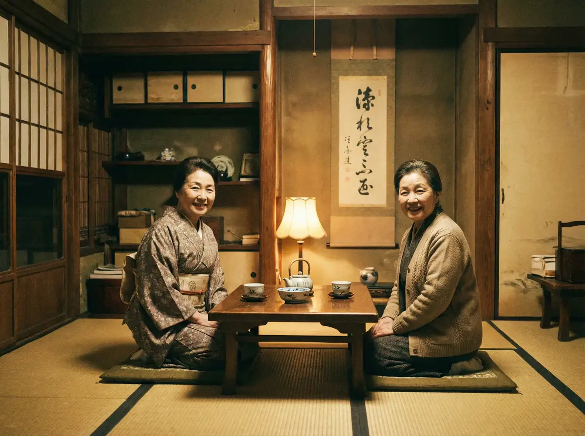 两位优雅的 梦幻西梁女国剧情攻略 在日式茶室中品茶交谈